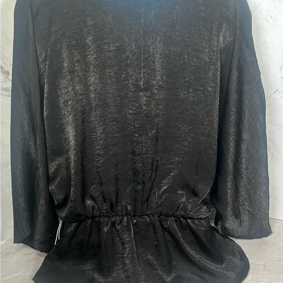 Six/Fifty Women Satin Tunic Top blouse Black Size Small NWT - Picture 3 of 5